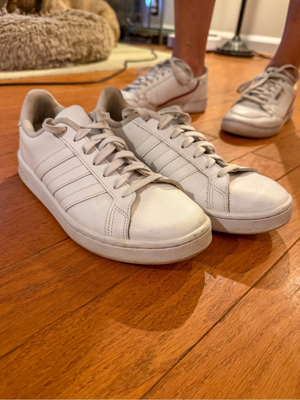 Adidas White Leather Low-Top Sneakers